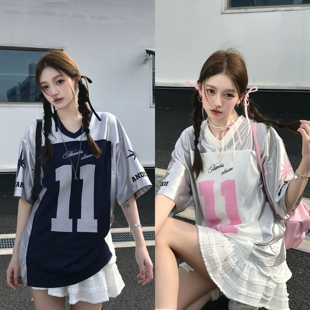 Blockcore เสื้อยืดผู้หญิง NUMBER 11 เสื้อยืดกีฬาขนาดใหญ่พร้อมหมายเลข 11พิมพ์ สตรีทแวร์ สําหรับเด็กผู้หญิง ไม่จํากัดเพศ ฟุตบอลเสื้อยืด