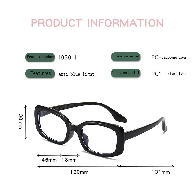 สินค้าพร้อมNew Childrens Anti-blue Silicone Light Flat Mirror Fashion Learning Game Goggles Square Frame Kids Glasses
