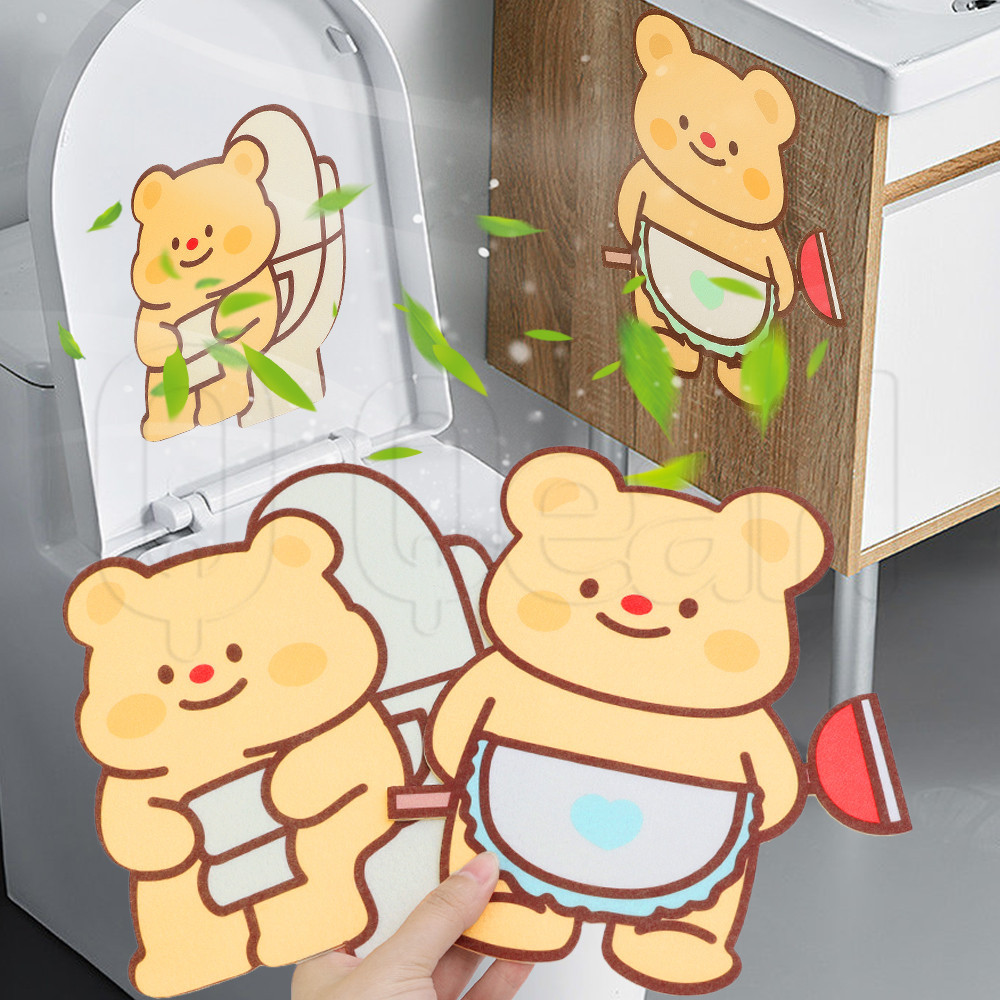 น่ารักเนยหมีหอมแพทช์กําจัดกลิ่น-กาวในตัว-สําหรับห้องน้ํา,ห้องครัว,ตู้-การ์ตูนระงับกลิ่นกายสติกเกอร์-ห้องน้ําตกแต่ง แปะ-กลิ่นลดความชื้นรู้สึกกระดา