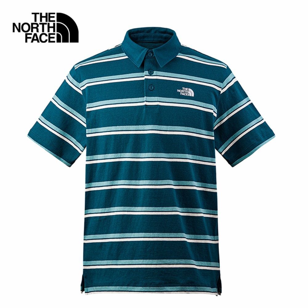 THE NORTH FACE M S/S STRIPE POLO - AP - BLUE CORAL เสื้อโปโล ผู้ชาย