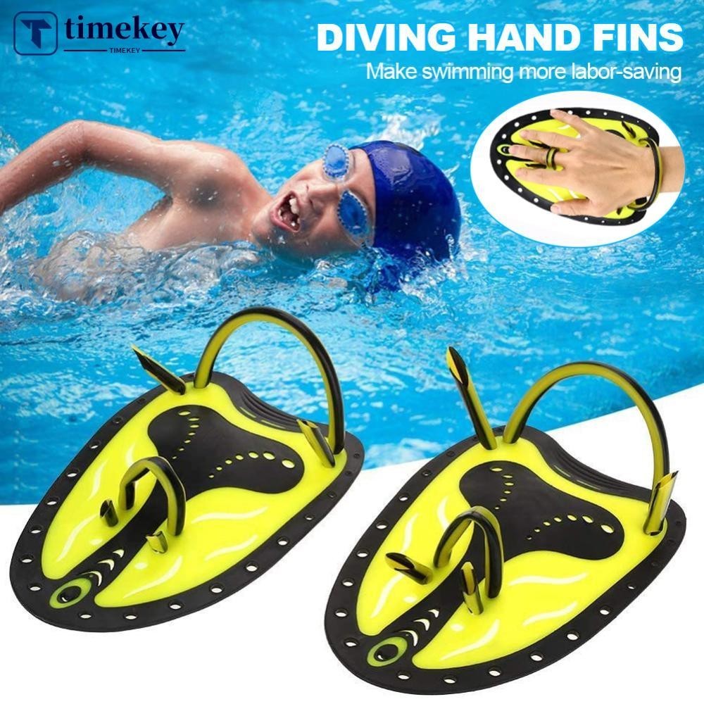 Timekey 1 คู่ Professional ว่ายน้ําการฝึกอบรม Paddle Hand ปรับซิลิโคนมือปรับปรุงว่ายน้ําความเร็วที่ถูกต้องว่ายน้ําท่าทางดําน้ํา Freestyle Aids G9I3