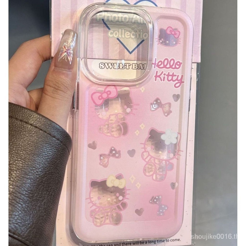 INS สีชมพูกลวง Kitty Apple 14PLUS เคสมือถือ iphone15โปร่งใส13promax กันกระแทก12นุ่ม11 mwru
