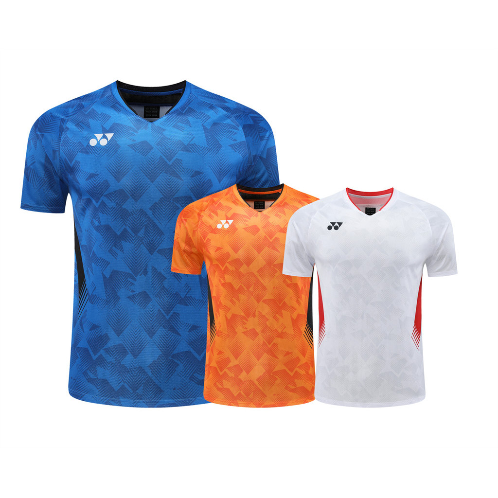 จัดส่งภายใน 48 ชั่วโมง 2024 ใหม่ ใช่ เสื้อแบดมินตันผู้ชายและผู้หญิงแขนสั้นแห้งเร็วชุดกีฬาการแข่งขัน