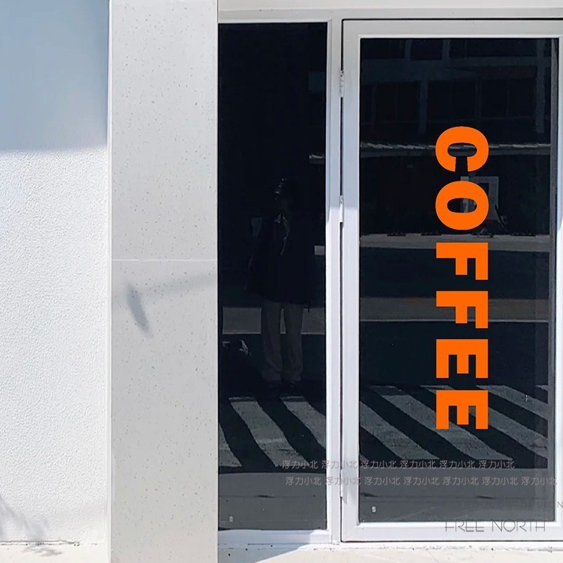 กาแฟ สติกเกอร์ภาษาอังกฤษมินิมอล ตกแต่งร้านกาแฟ ติดกระจกหน้าต่าง/ประตู/ผนัง