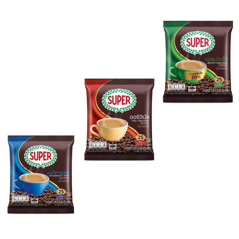 ซุปเปอร์กาแฟ 3in1 เอสเปรสโซ่ (10ซอง/แพค,25ซอง/แพค)