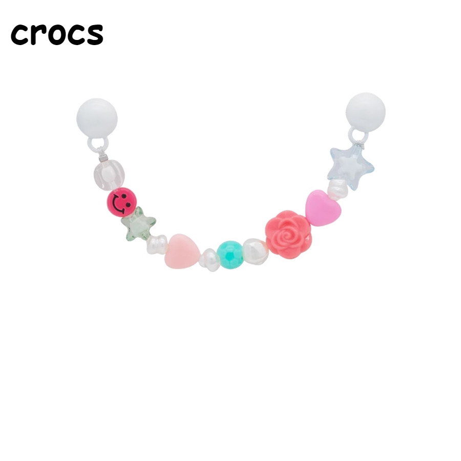 Crocs Jibbitz Charms แฟชั่นสาวรองเท้าแตะรองเท้าหัวเข็มขัด DIY โลหะตกแต่งโซ่สีชมพูอุปกรณ์เสริมรองเท้าดอกไม้ Croc