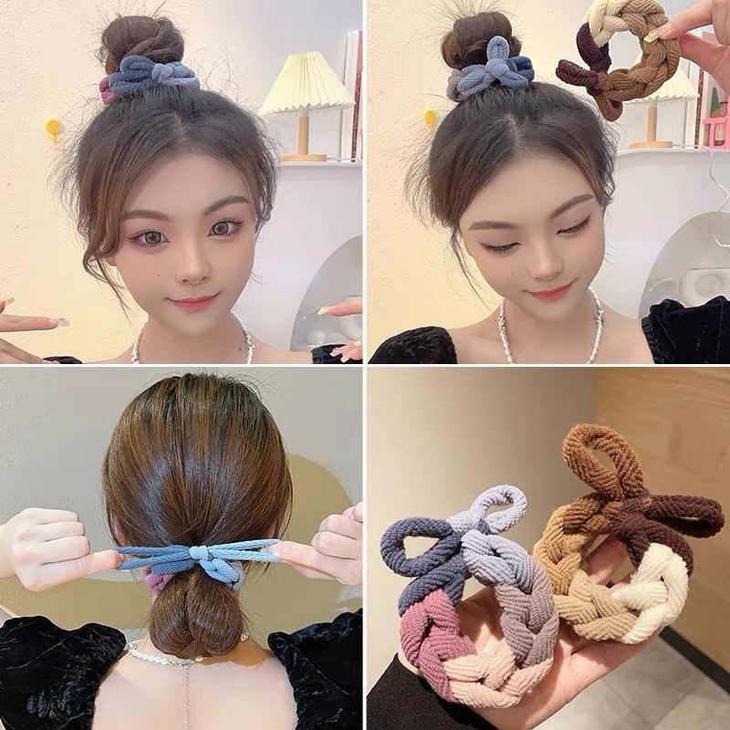 สไตล์ใหม่ทอมือเชือกหญิงที่เรียบง่ายยืดหยุ่นสูง เมลาเด สีผูกผมสีจับคู่ไม่เจ็บผมหัวเชือกอุปกรณ์ผม
