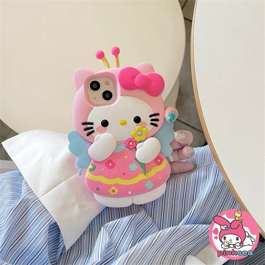 การ์ตูนน่ารัก Bee Kitty กรณีโทรศัพท์เข้ากันได้กับ iPhone 15 14 13 12 11 Pro Max Ins สาวใหม่ซิลิโคนนุ่มล้มครอบคลุม Casing