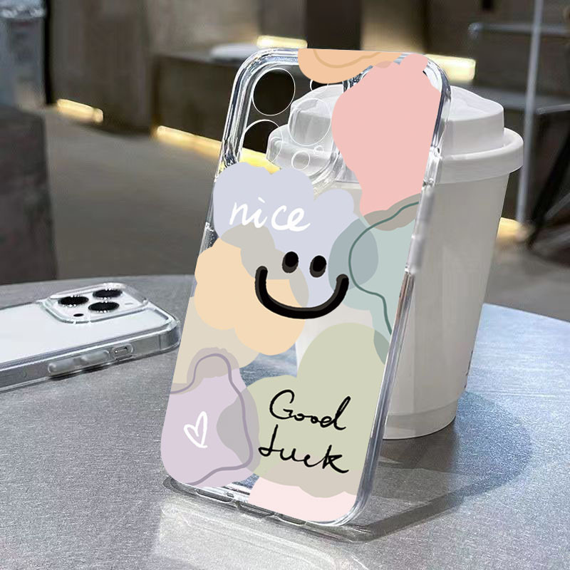 แฟชั่นlove Heart SmileสําหรับiPhone 15 14 13 12 11 Pro Max XS XR X Max 7 8 14 15 Plus SE 2020 MiniสีสันGraffiti Smileซิลิโคนกันกระแทกนุ่ม