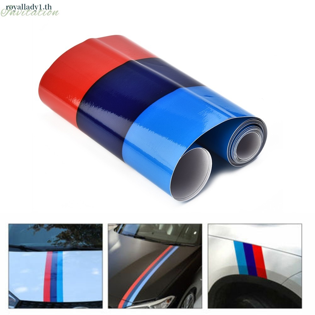 [ในสต็อก] M-colored Power Flag Stripe สติกเกอร์รูปลอก PVC ฝากระโปรงรถหลังคา Mudguard 2M สําหรับสําหรับ BMW