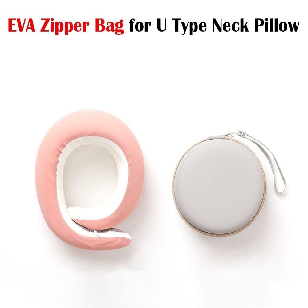 Breeze หมอนรองคอ U Type, กระเป๋าเก็บ EVA Porable, 2024 Zipper Round Camping Memory Foam Pillow Box Travel