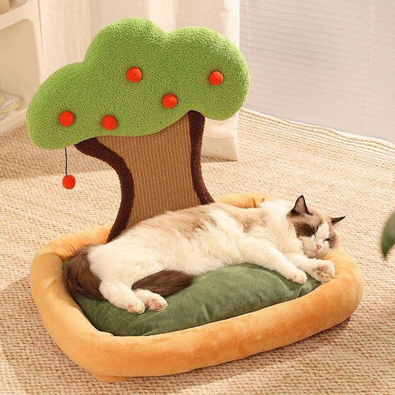 Persimmon Tree Sisal Cat Scratching Board ครอกแมวแบบบูรณาการทนต่อการสึกหรอ Scratch-Resistant Non-Scratch
