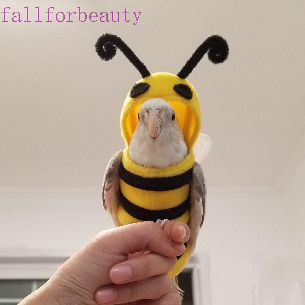Fallforbeauty นกแก้วเสื้อผ้ารูปร่างผึ้ง,ผ้ารูปร่างผึ้งนกแก้วฤดูหนาวที่อบอุ่นหมวกคลุมด้วยผ้า,นกคอสเพลย์ชุดน่ารักนุ่มสีเหลืองนกแก้วบินชุดสําหรับนกแก้ว/แมลงสาบ/แฮมส