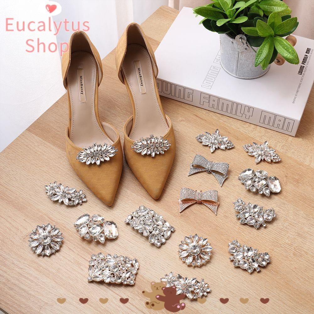 Eucalytus1 คลิปหัวเข็มขัด ประดับพลอยเทียม สําหรับตกแต่งรองเท้าส้นสูงเจ้าสาว 1 ชิ้น