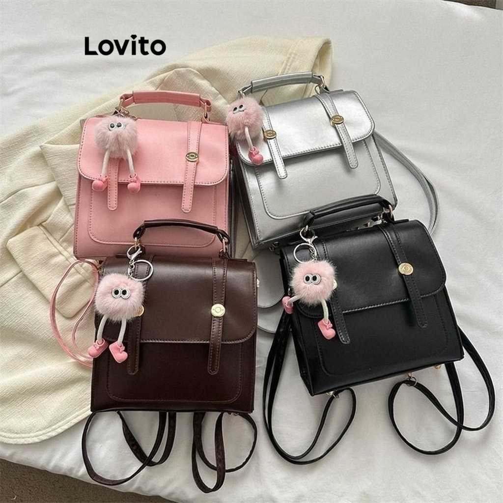 Lovito กระเป๋าเป้สะพายหลังแบบพกพาความจุขนาดใหญ่สำหรับผู้หญิง LFA43571