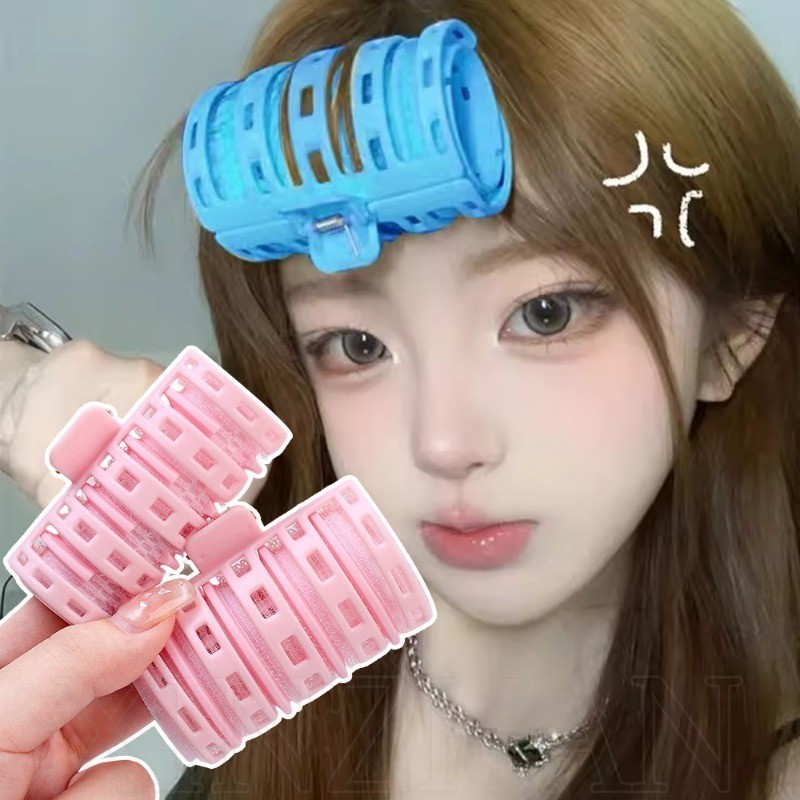 Air Bangs Curling Hairpin - ลูกกลิ้งผมขี้เกียจ - เครื่องม้วนผมแบบมีกาวในตัว - แบบพกพา นํากลับมาใช้ใหม่ได้ ไร้ความร้อน สีสุ่ม - เครื่องมือ DIY จัดแต่งทรงผม