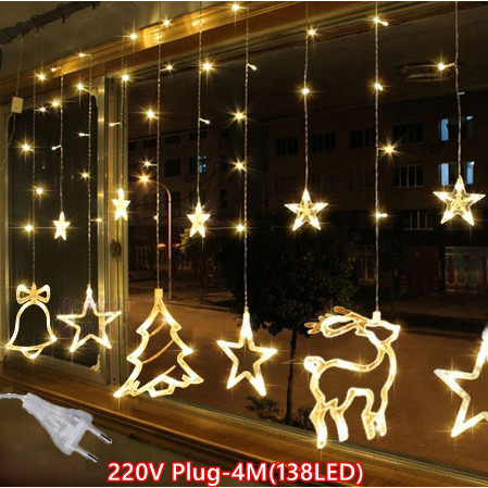 4.5 မီတာ 138 LED Elk Star စတရင်းလ္ိုက် အလင်း 8 မုဒ်—ခရစ္စမတ်/မင်္ဂလာပွဲ/ဥယျာဉ်အလှဆင်
