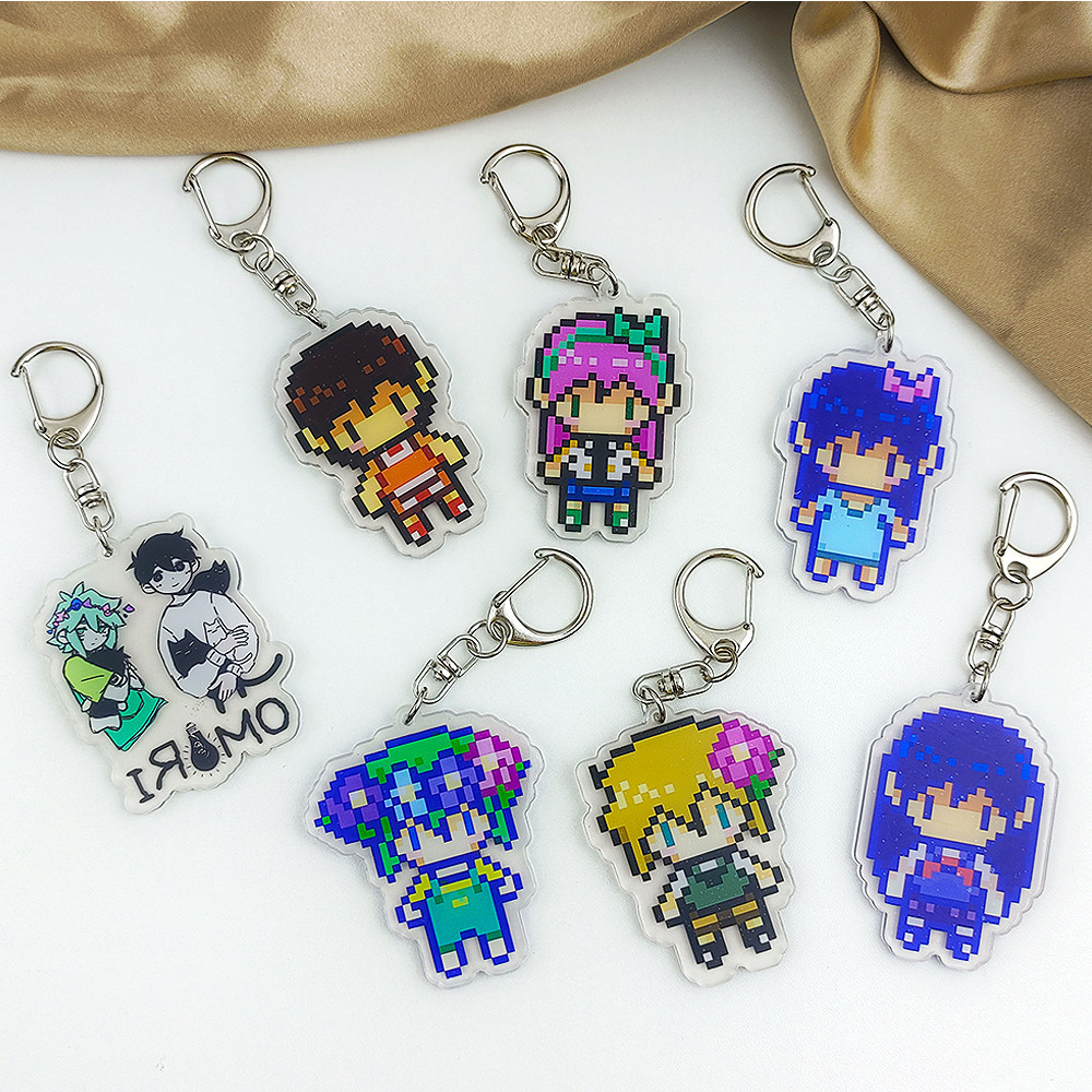 น่ารักเกมomoriอะคริลิคพวงกุญแจcreative PixelatedตัวละครรูปKeyringsกระเป๋าจี้อะนิเมะคนรักของที่ระลึกอุปกรณ์เสริม