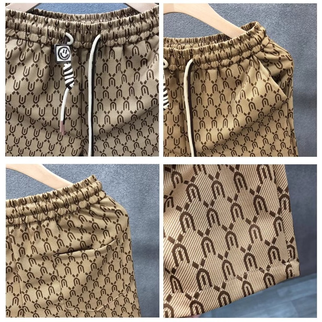 [4 สี] แฟชั่นสบายๆหลวมกางเกงขาสั้นชายหาดฤดูร้อนสําหรับชาย Monogrammed ด้านล่าง Individuality ชุดชั้นในกีฬา All-Match Plus ขนาด M-5XL