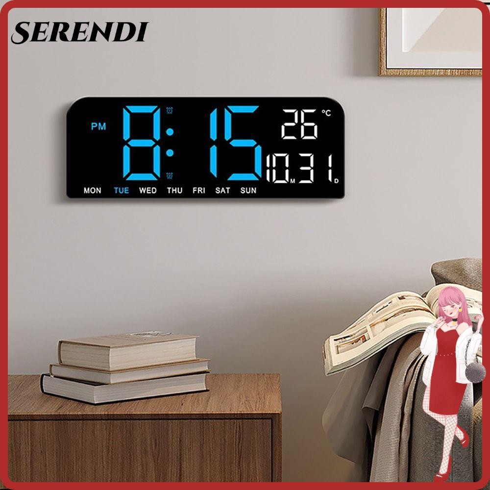 Serendi นาฬิกาดิจิทัล LED ติดผนัง แสดงปฏิทิน ควบคุมด้วยเสียง สําหรับห้องนอน