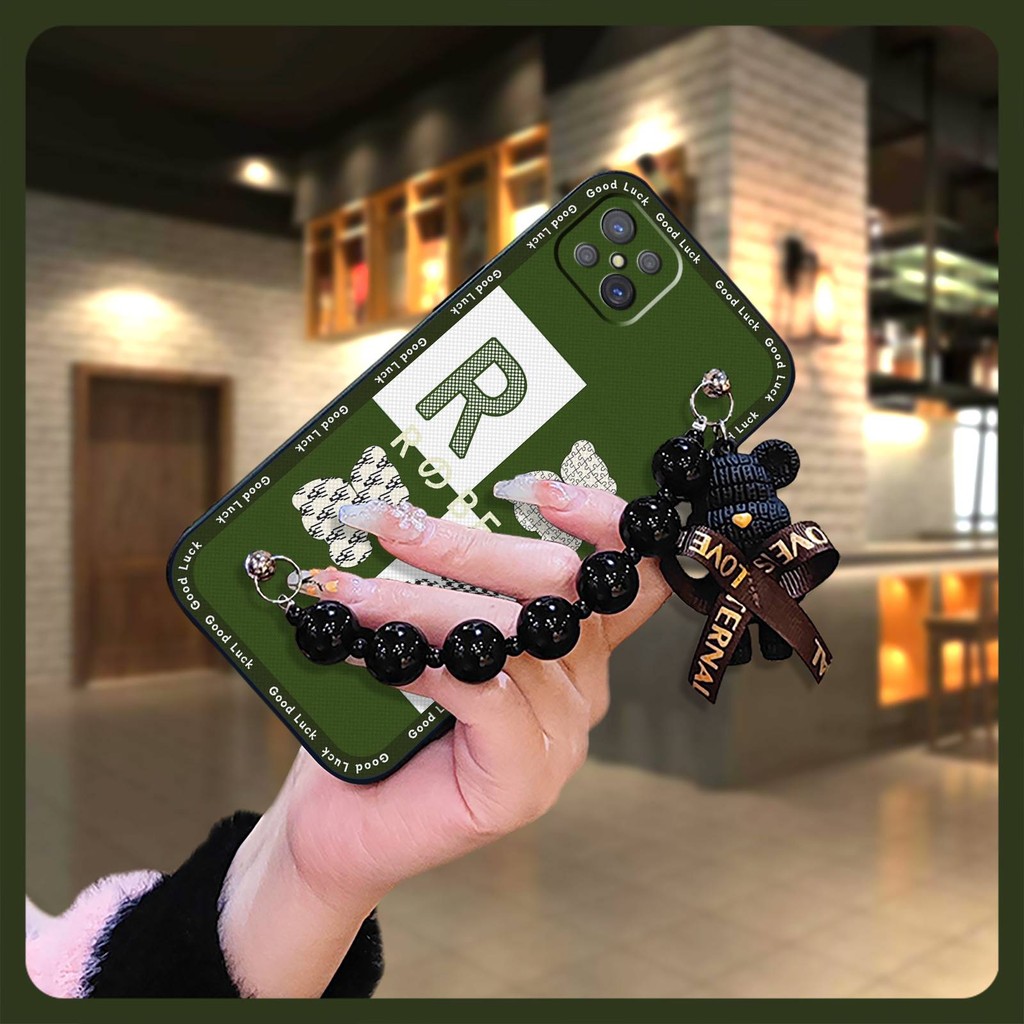 phone case Back Cover Phone Case For OPPO A92S/Reno4Z 5G cute Anti-knock silicone protective case Black pearl pendant