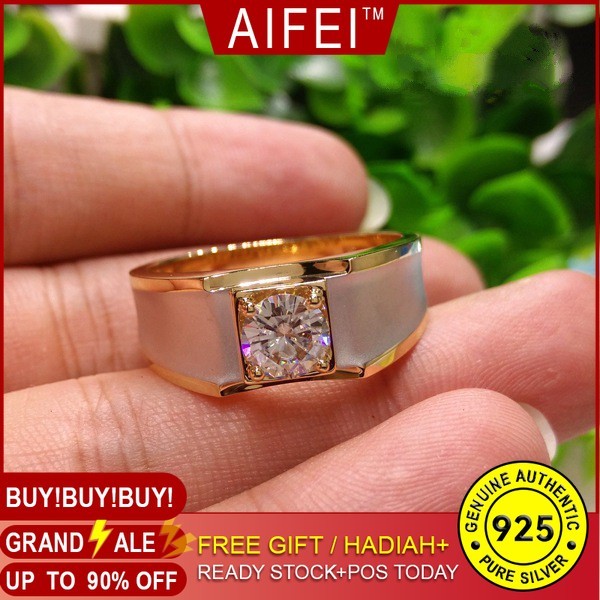 Moissanite แหวนแฟชั่นสองสี ทองคำขาว 18K แบบเรียบ สไตล์ยุโรปและอเมริกา
