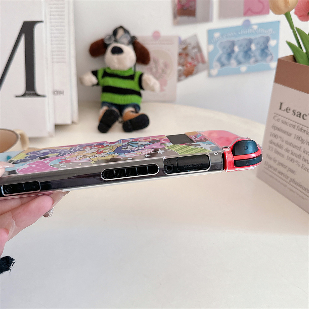 ใหม่น่ารักปกแข็งสําหรับ Nintendo Switch V2 V1 OLED กรณี DJ สไตล์สาวเต็มปลอกสีสัน NS เกมคอนโซลจับทาสีกล่องเก็บ Drop-proof Switch Shell