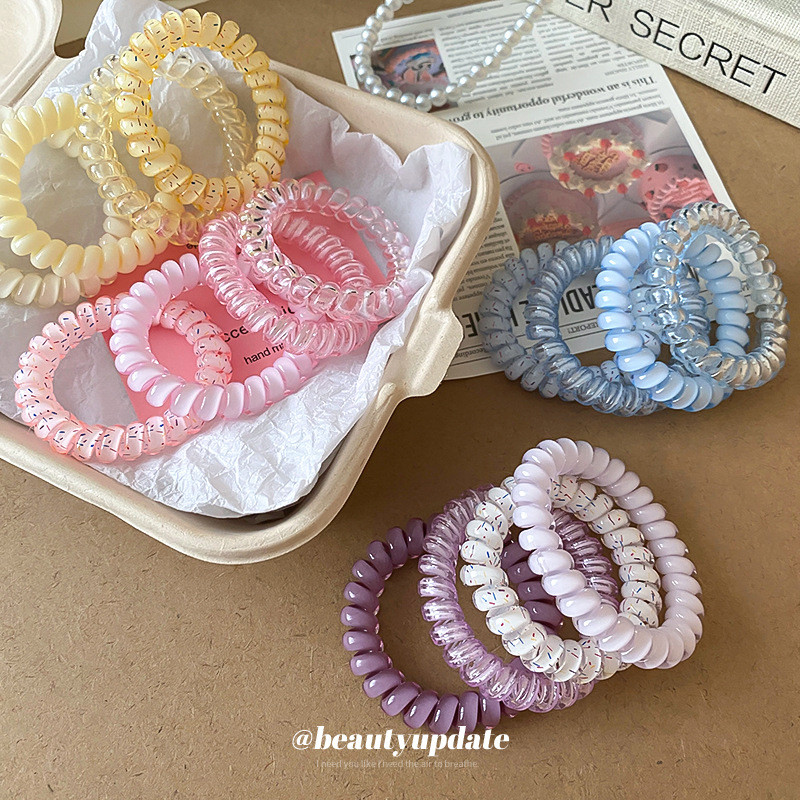 คอยล์โทรศัพท์ โดปามีน 4 ชิ้นมีเชือกผมหวานและเรียบง่ายสาวเครื่องประดับผมแฟชั่น