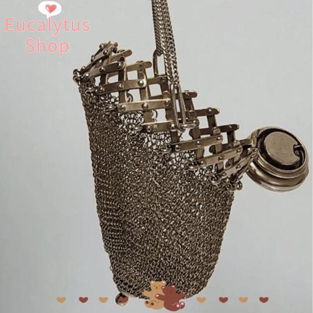 Eucalytus1 กระเป๋าใส่เหรียญภาษาอังกฤษ 1920, Victorian Top Mesh Double Mesh Coin Holder, Twist Lid Gate Mini Retro Mesh Small Pouch
