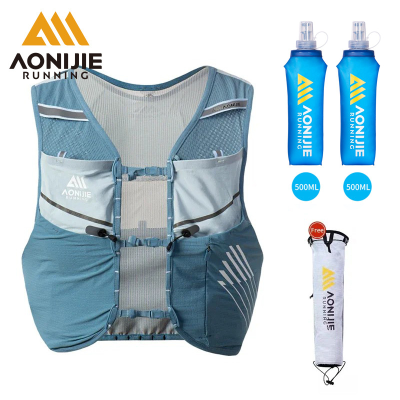 Aonijie 5L Trail Running Hydration Vest กระเป๋าเป้สะพายหลังน้ําหนักเบาขี่จักรยานเดินป่าปีนเขากระเป๋าเป้สะพายหลังจักรยาน Jogging Marathon Pack กระเป๋า C9116-5L
