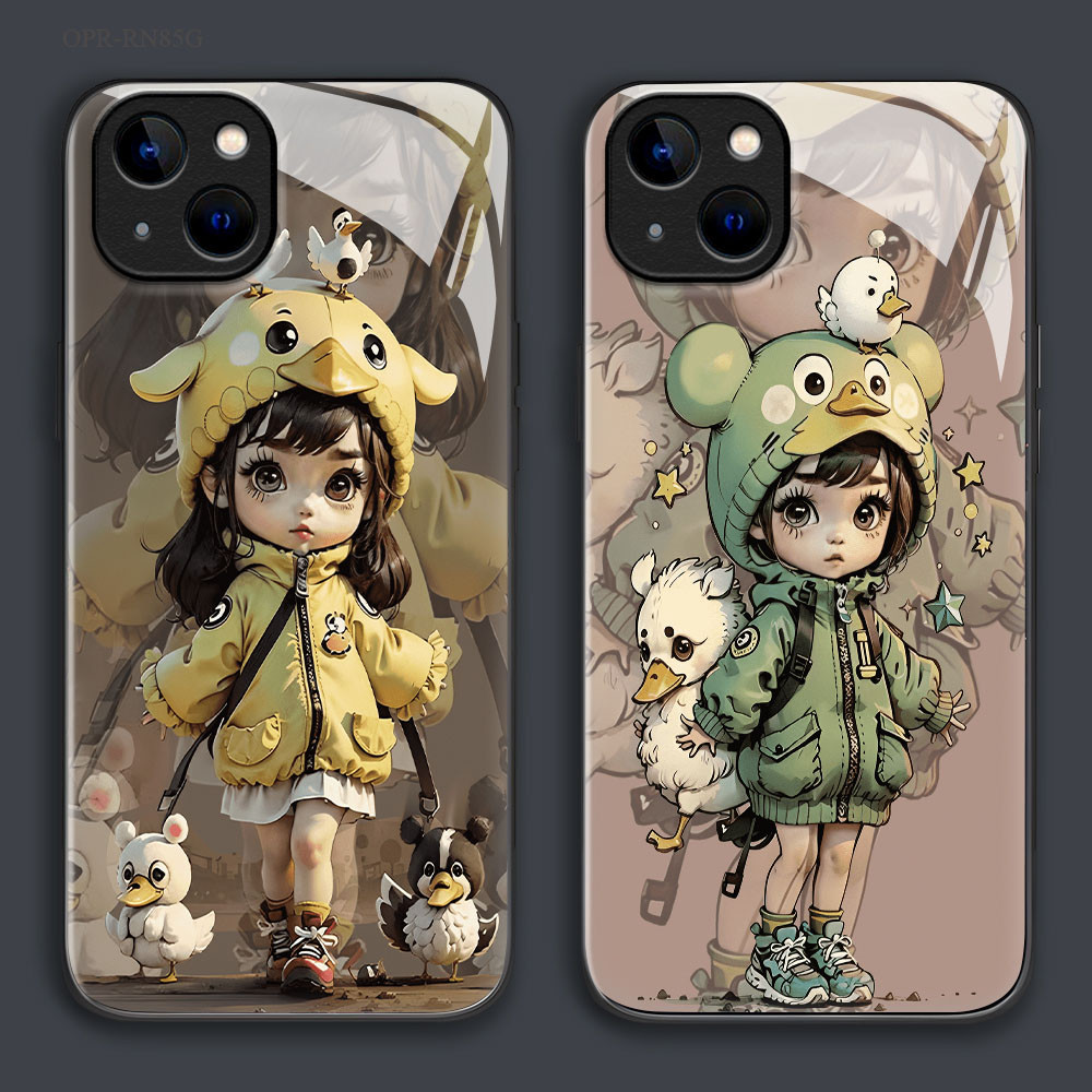 OPPO Reno 8 8Z 7 7Z 6Z 6 5 4 2F F11 F9 F7 F5 Pro Youth 4G 5G เคสออปโป้ Hat Boy Glass Case BL