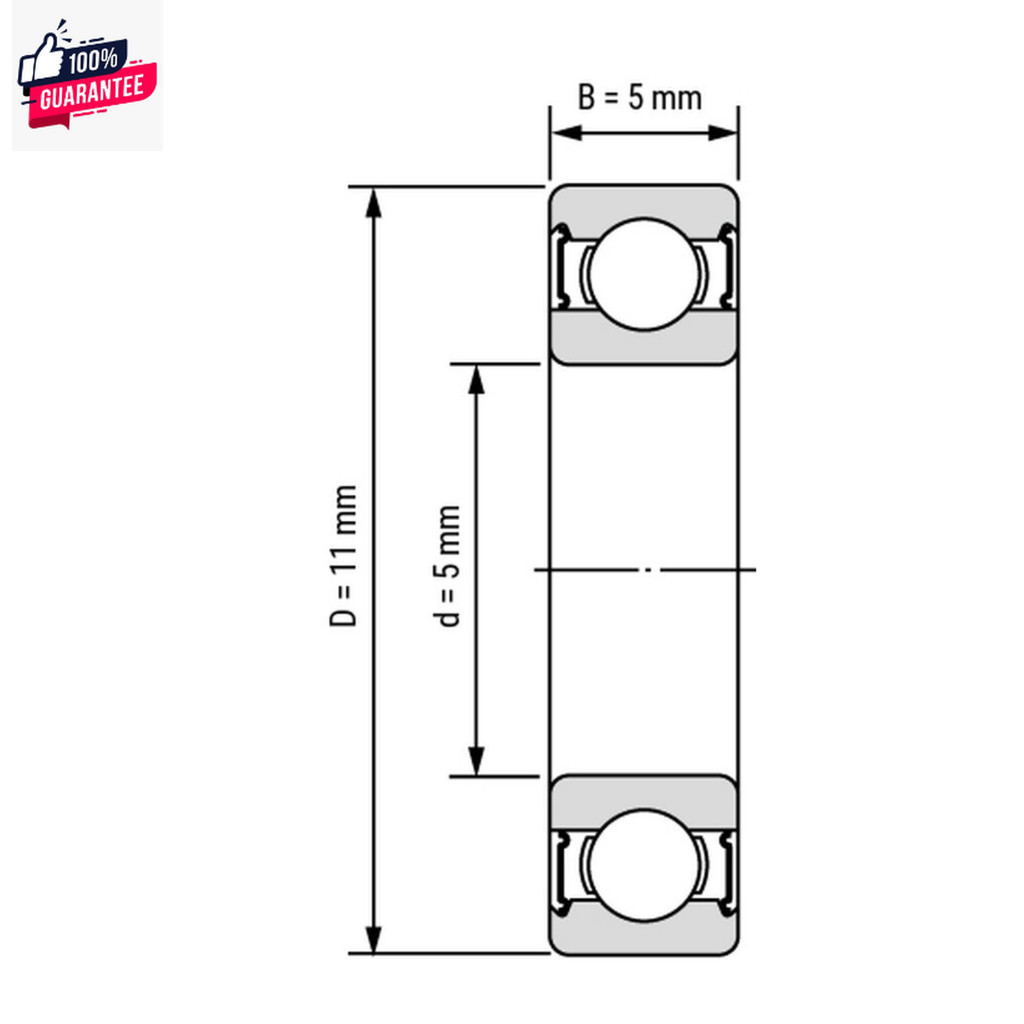 2 ชิ้น 685 Z   5 x 11 x 5 mm. Ball Bearing เม็ดกลม ฝาเหล็ก 685ZZ = 2 ตลั R-1150ZZ  R1150ZZ  R-1150HH