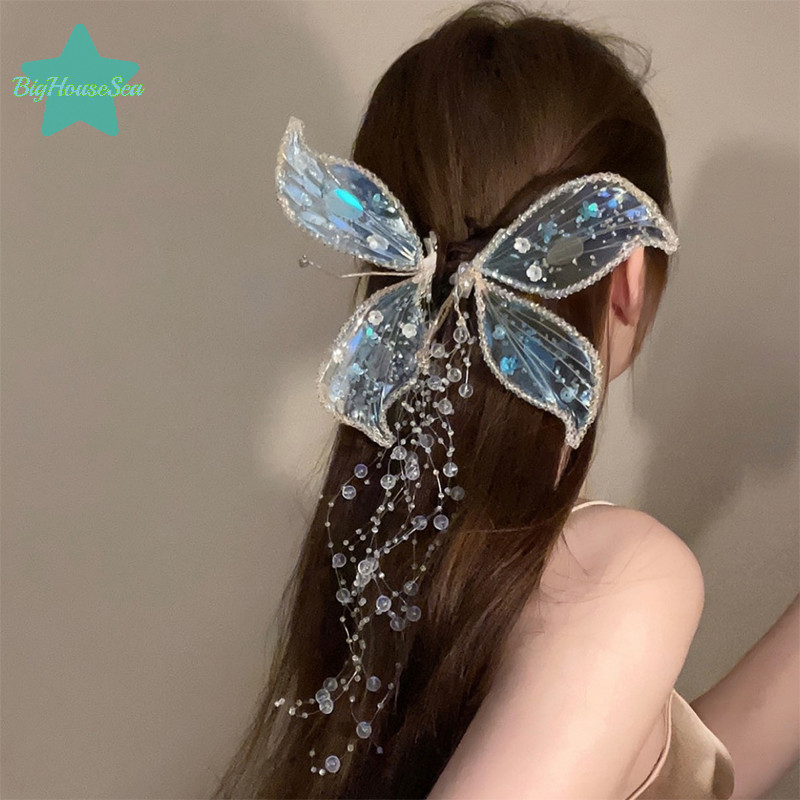 [BigHouseSea] กิ๊บติดผมลูกปัดสําหรับผู้หญิงสาวคลิปด้านข้างเกาหลีอุปกรณ์เครื่องประดับเรียบง่ายใหม่