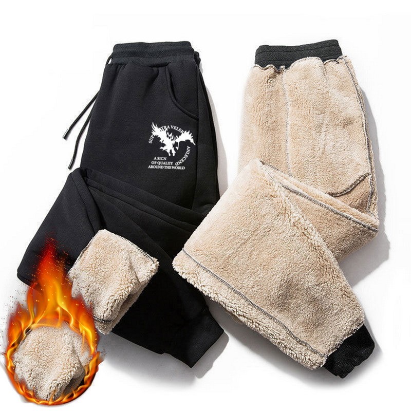 ฤดูหนาวกางเกงกํามะหยี่ผู้ชาย Warm Lamb ขนสัตว์หนา Casual Jogger Cold-proof Windproof กีฬารองเท้า M-5xl