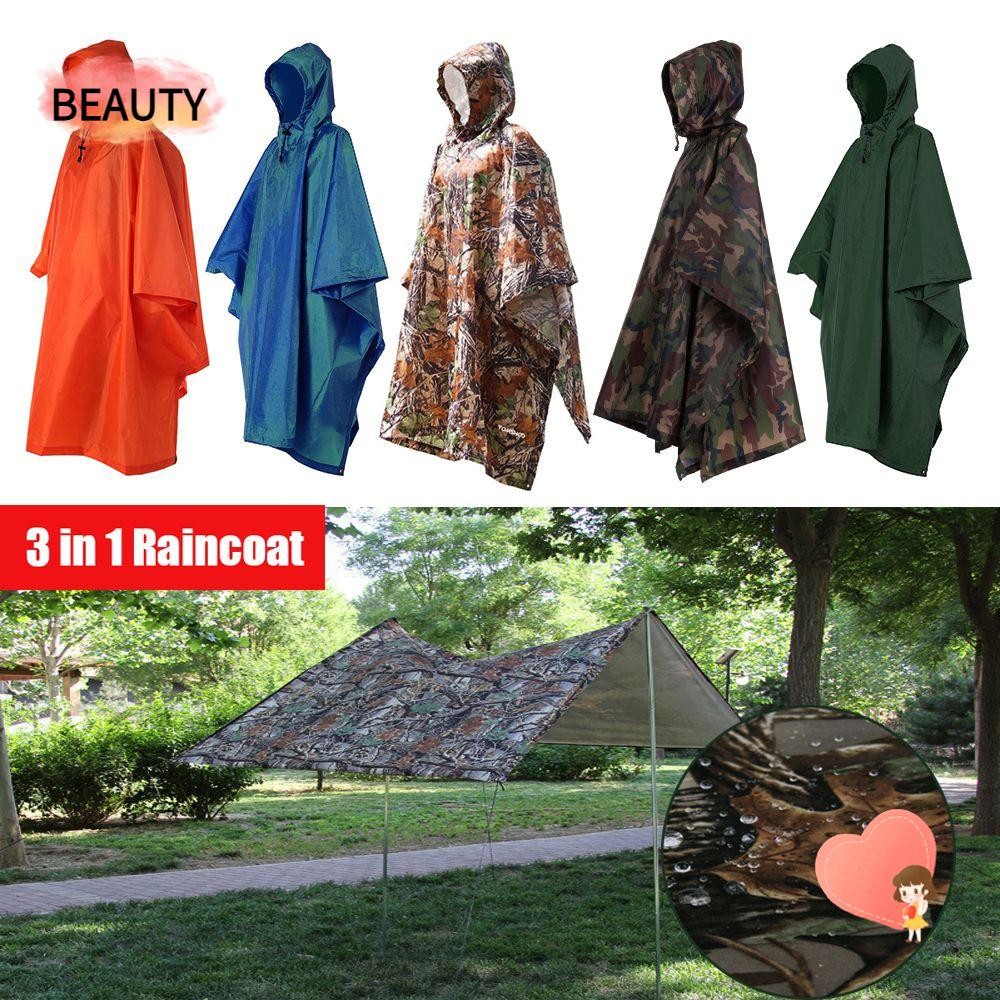 Beauty เสื้อกันฝนเต็นท์กันน้ํากลางแจ้ง 3 in 1 Rainning Coat Hood
