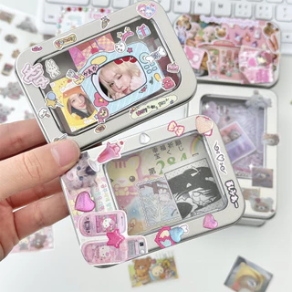 กล่องดีบุกเงิน Flip Cover Case กล่องเหล็ก Mini Storage Box Desk Organizer