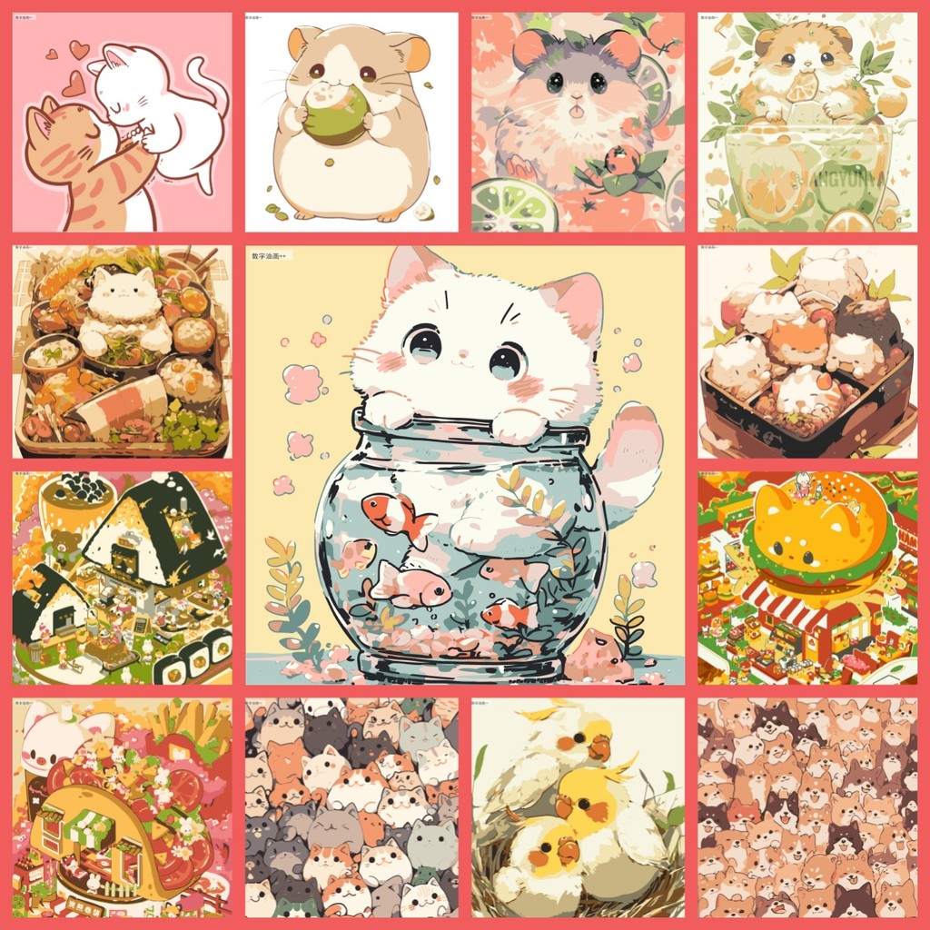 20*20 30*30 40*40ซม 20*20 30*30 40*40ซม กรอบ ทําเอง ภาพวาดสีน้ํามัน/ระบายสีตามตัวเลข/ผ้าใบมืออาชีพและสิ่งแวดล้อม สีที่เป็นมิตรกับสิ่งแวดล้อม/ สัตว์น่าร