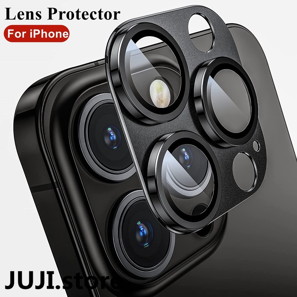 Juji คลุมทั้งหมดโลหะกล้องเลนส์ Protector สําหรับ IPhone 16 Pro Max กระจกนิรภัยสําหรับ IPhone 15 14 11 12 13 Pro Max Mini Plus กล้อง Protector กระจก