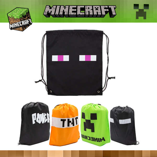 ถุงผ้า ถุงผ้าหูรูด กระเป๋าเป้สะพายหลัง Minecraft MC เกมอุปกรณ์ต่อพ่วง JJ Monster Creeper กระเป๋าเป้ส