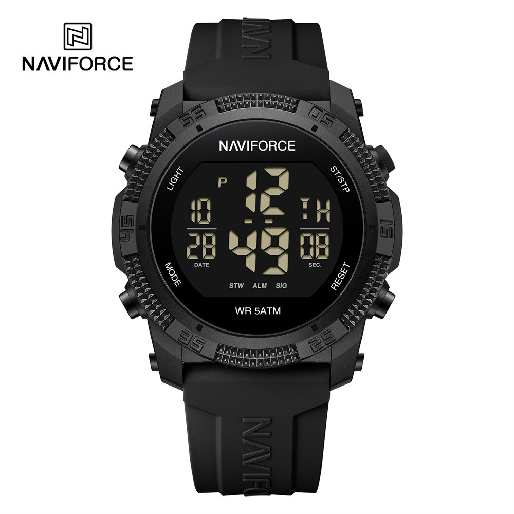 นาวีฟอร์ซ nf7104นาฬิกาดิจิตอลผู้ชายทหารกีฬานาฬิกาข้อมือโครโนกราฟวันที่สัปดาห์ปลุกกันน้ําเดิมชายนาฬิกาอิเล็กทรอนิกส์
