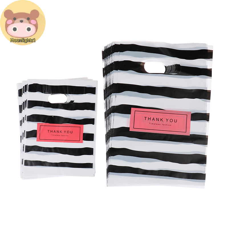 Moonlights1 50 ชิ้นการออกแบบใหม่สีดําและสีขาวลายบรรจุภัณฑ์ถุงสําหรับของขวัญกระเป๋าขนาดเล็ก EN