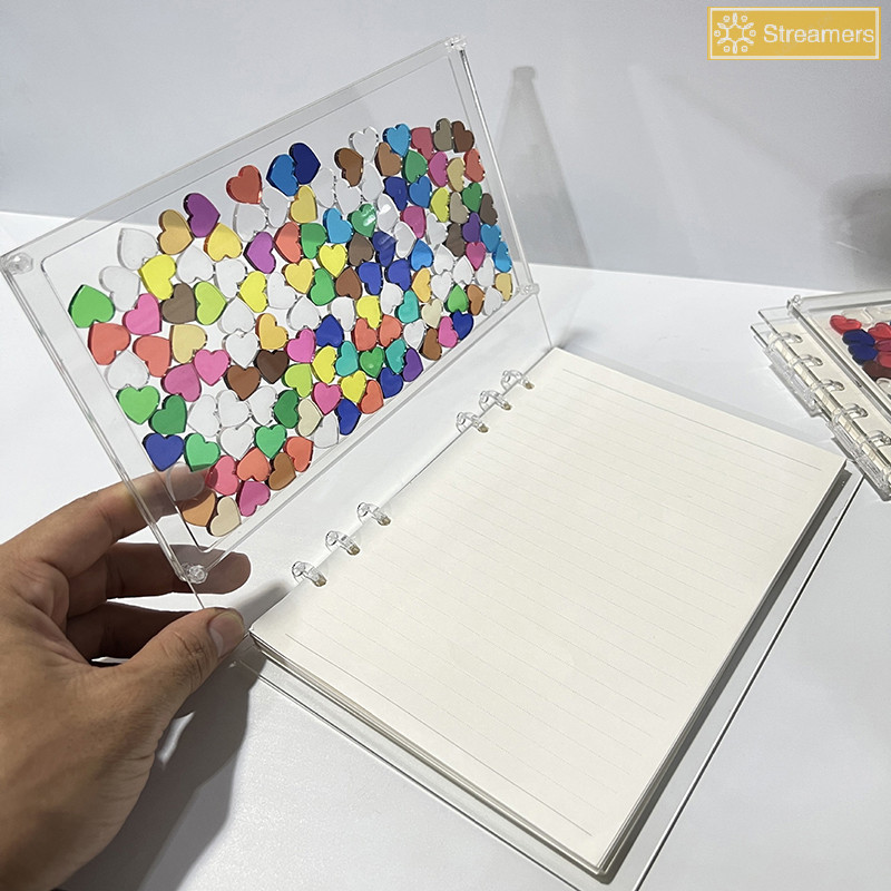 {Streamers} A5/a7 Notebook 6 Holes Loose-leaf Notebook Hand Ledger Transparent Acrylic Notebook Diary Book Office School Stationery DIY ใหม่