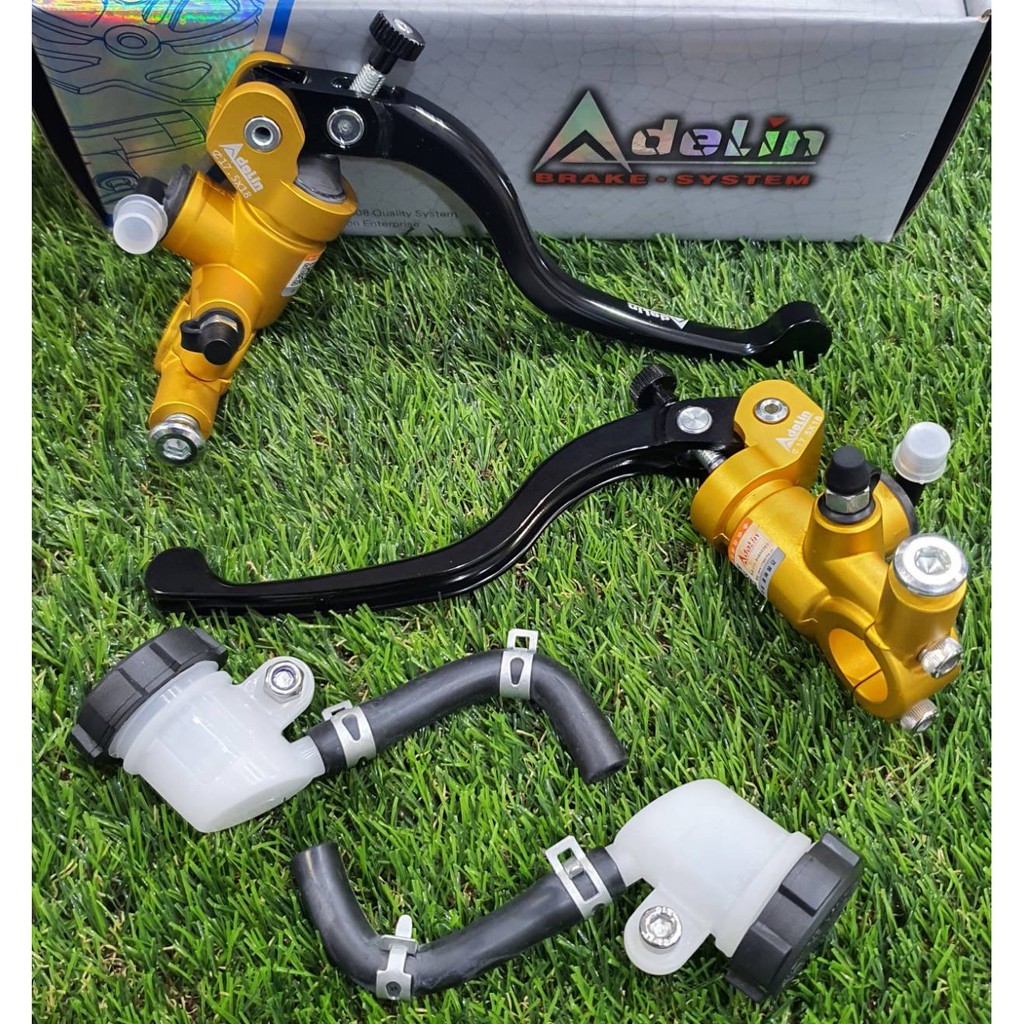 ปั้มบน Adelin กระทุ้งข้างขวา+ข้างซ้าย PX-01 ลูกสูบ17mm สีทอง สำหรับใส่ GPX DRONE150 รหัสสินค้า 033484/032264