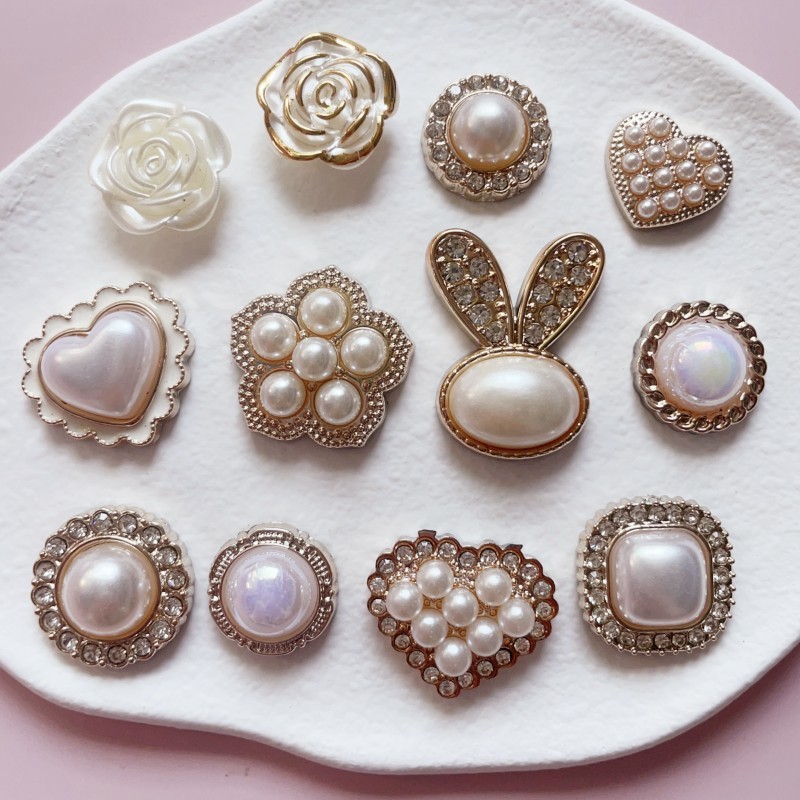 10 ชิ้น Retro Pearl Series อุปกรณ์เรซินเรขาคณิตหัวใจรอบ Camellia Patch diy Handmade วัสดุอุปกรณ์เสริม