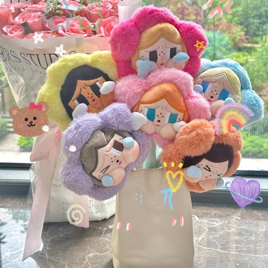 Crybaby X Labubu แจกันสร้างสรรค์ขวดดอกไม้แห้งกระถางดอกไม้พลาสติกสร้างสรรค์พร้อมที่จับ