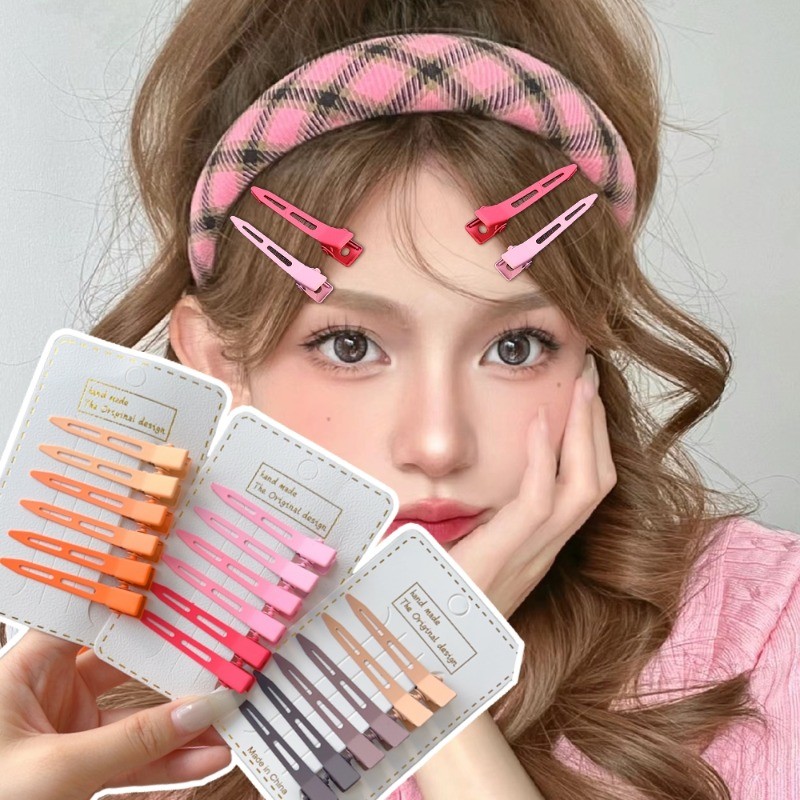 6ชิ้นโลหะรากผมปุยคลิป-การจัดวางทําผม ใบเรียกเก็บเงินเป็ด คลิป- ไร้ร่องรอย กิ๊บ-ร้านทําผมกิ๊บ-อุปกรณ์ผมแฟชั่นที่เรียบง่าย-เครื่องมือจัดแต่งทรงผม ทําเอง