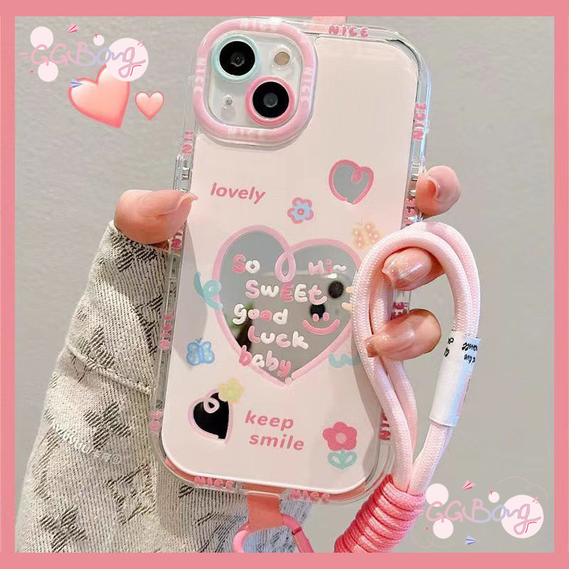รักรักดอกไม้หัวใจยิ้มผีเสื้อผีเสื้อทำขึ้นกระจก IPhone 11 13 XR Pro Max 15 12 14 Pro Max 14 8 7 15 Plus X XS Max SE 2020