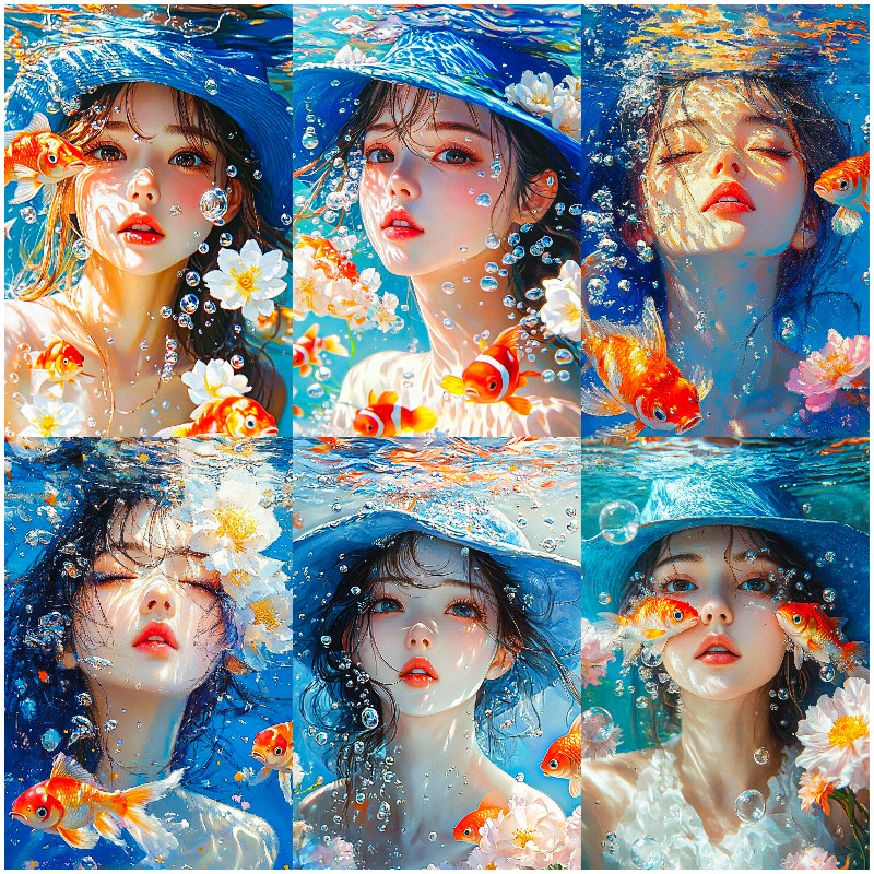 [PC] สาวและปลาทอง 5d ภาพวาดเพชรเพชรเต็มห้องนั่งเล่น PasteDiamond Cross Stitch ห้องนอนห้องรับประทานอาหารเพชรเย็บปักถักร้อยตกแต่งบ้าน 30x40 ซม./40x60 ซม./50x70 ซม.