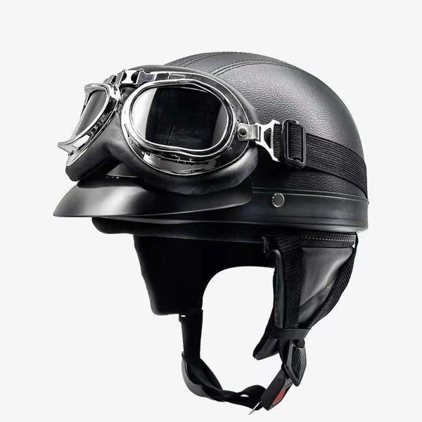 หมวกกันน๊อคครึ่งใบ หมวกกันน็อคเด็ก หมวกกันน็อค Harley Half Helmet สีทึบ Spot Universal Black Balance