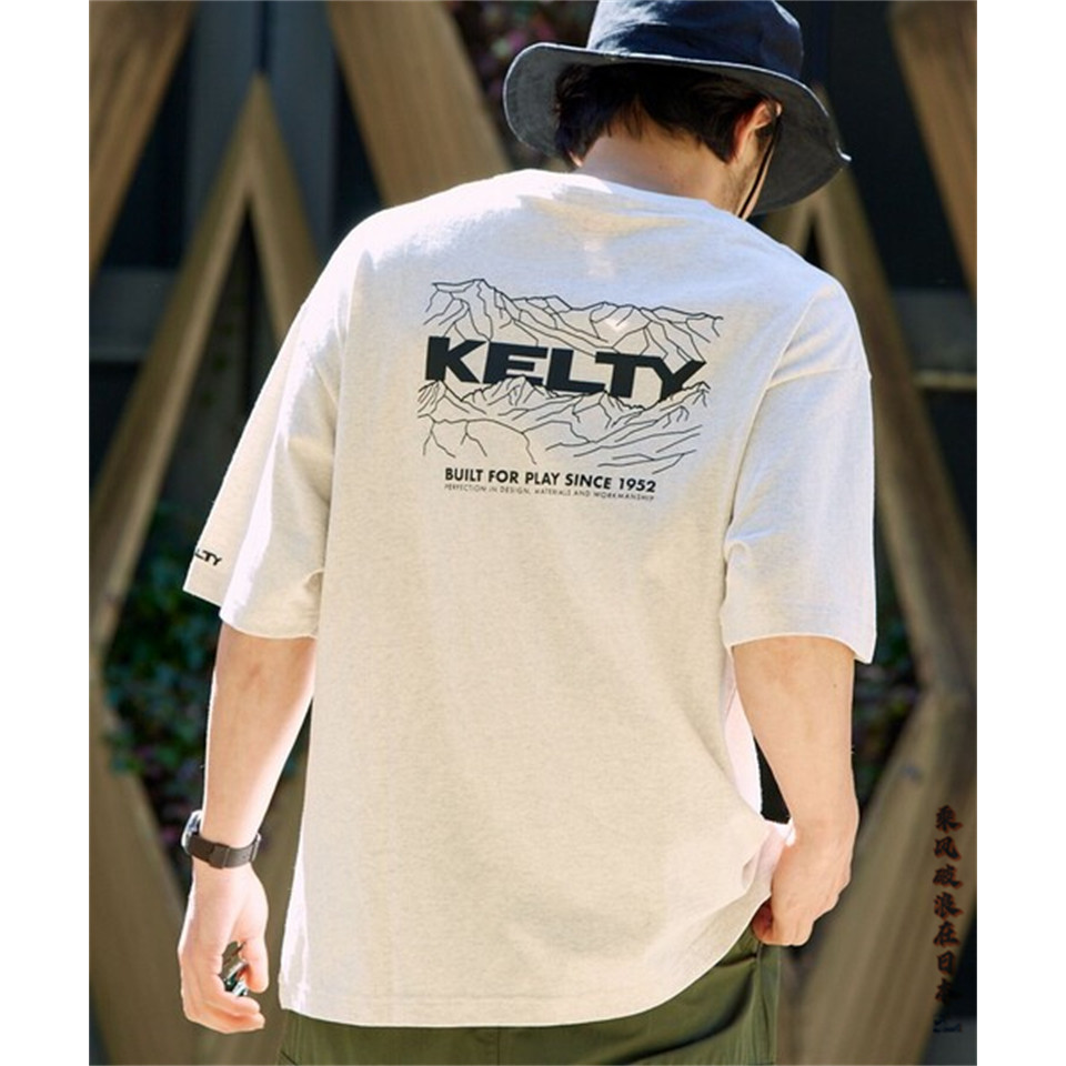 พร้อมส่ง KELTY x FREAKS STORE เสื้อยืดแขนสั้นพิมพ์ลายภูเขาหลวมแบรนด์ร่วม